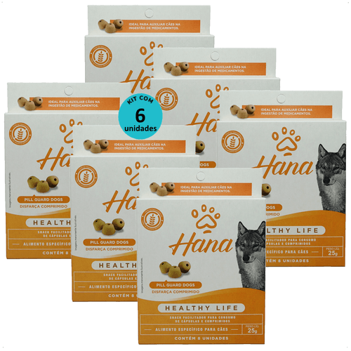 SNACK HANA HEALTHY LIFE PILL GUARD DISFARÇA COMPRIMIDOS 25G PARA CÃES KIT COM 6